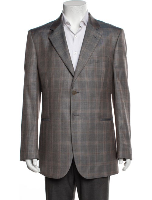 Giorgio Armani Virgin Wool Plaid Print Two-Piece Blazer