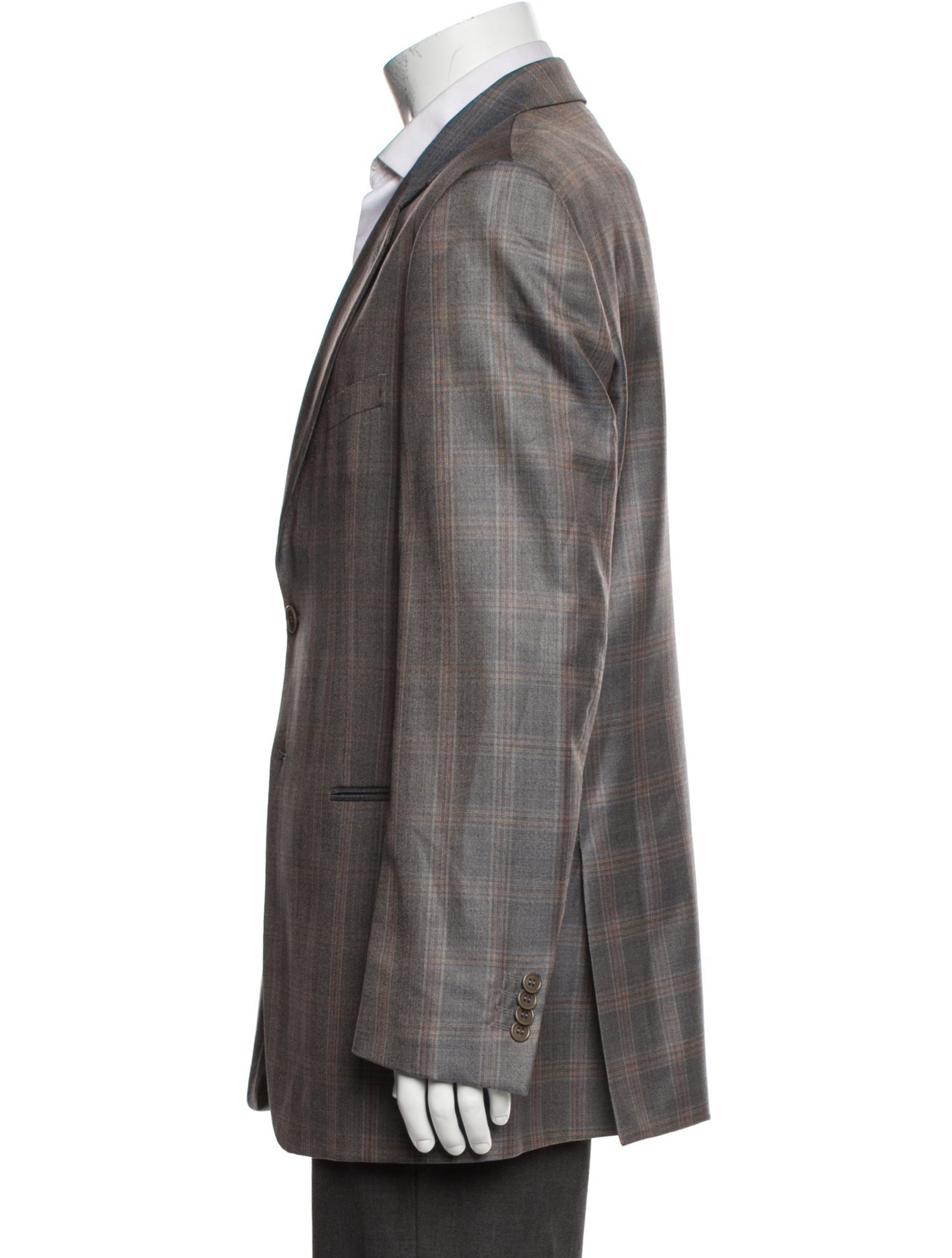 Giorgio Armani Virgin Wool Plaid Print Two-Piece Blazer