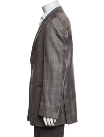 Giorgio Armani Virgin Wool Plaid Print Two-Piece Blazer