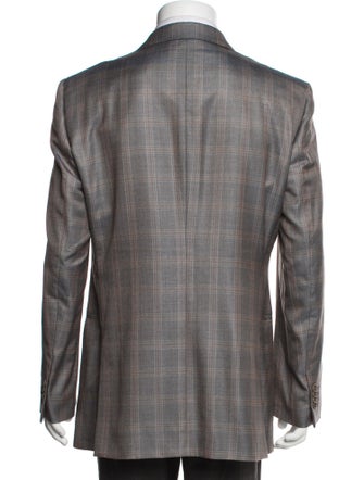 Giorgio Armani Virgin Wool Plaid Print Two-Piece Blazer