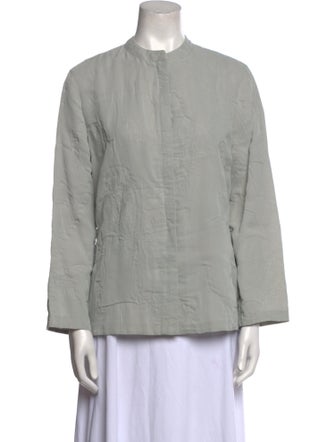 Giorgio Armani Crew Neck Long Sleeve Button-Up Top