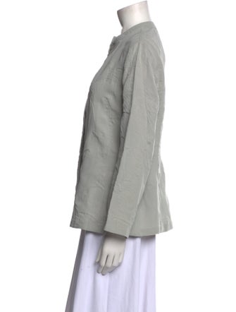 Giorgio Armani Crew Neck Long Sleeve Button-Up Top