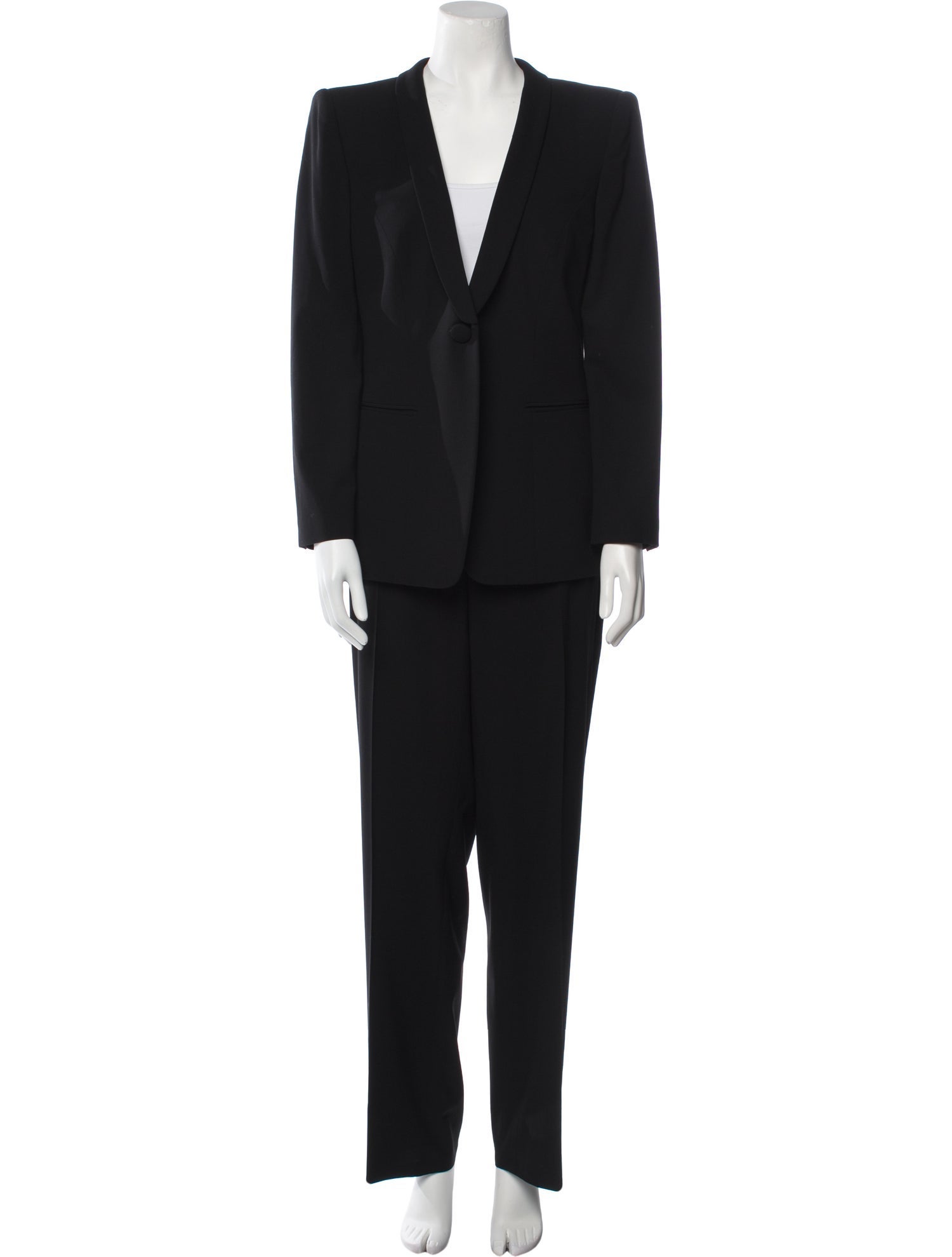 Giorgio Armani Virgin Wool Pleated Accents Pantsuit