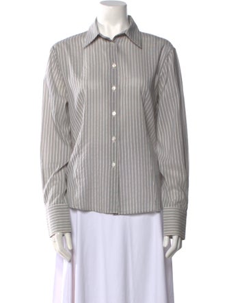 Giorgio Armani Striped Long Sleeve Button-Up Top