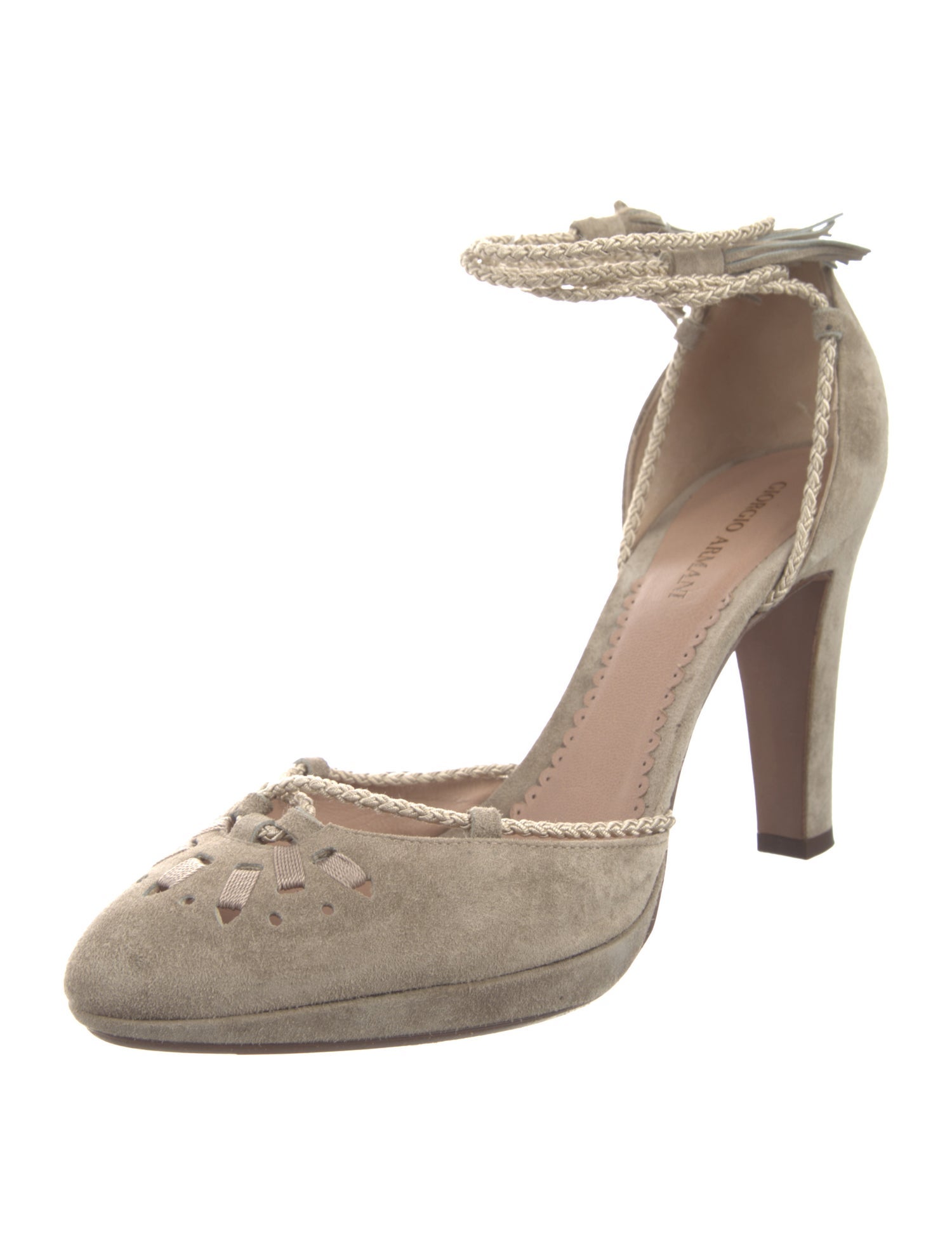 Giorgio Armani Suede Tassel Accents D'Orsay Pumps