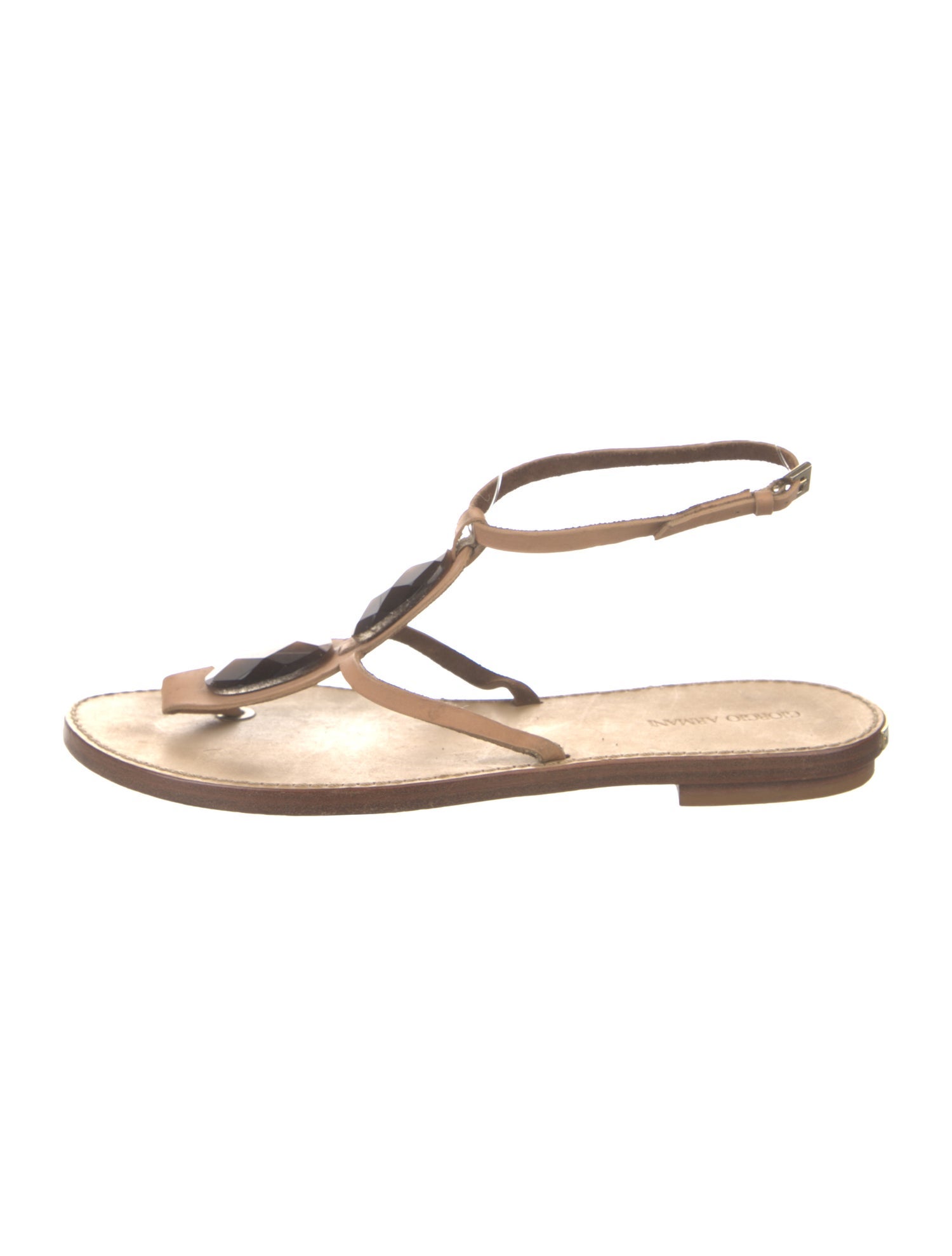 Giorgio Armani Leather T-Strap Sandals