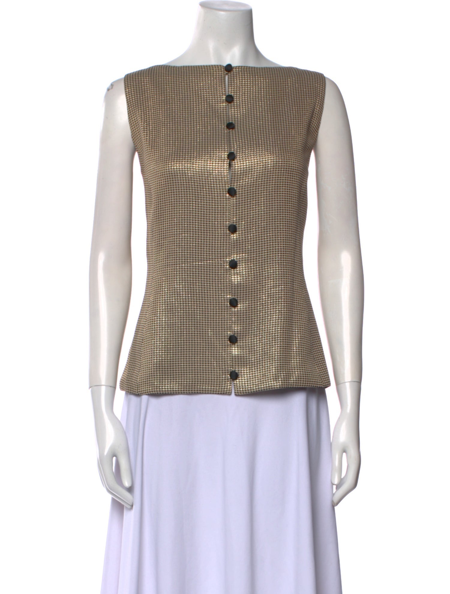 Giorgio Armani Plaid Print Bateau Neckline Top