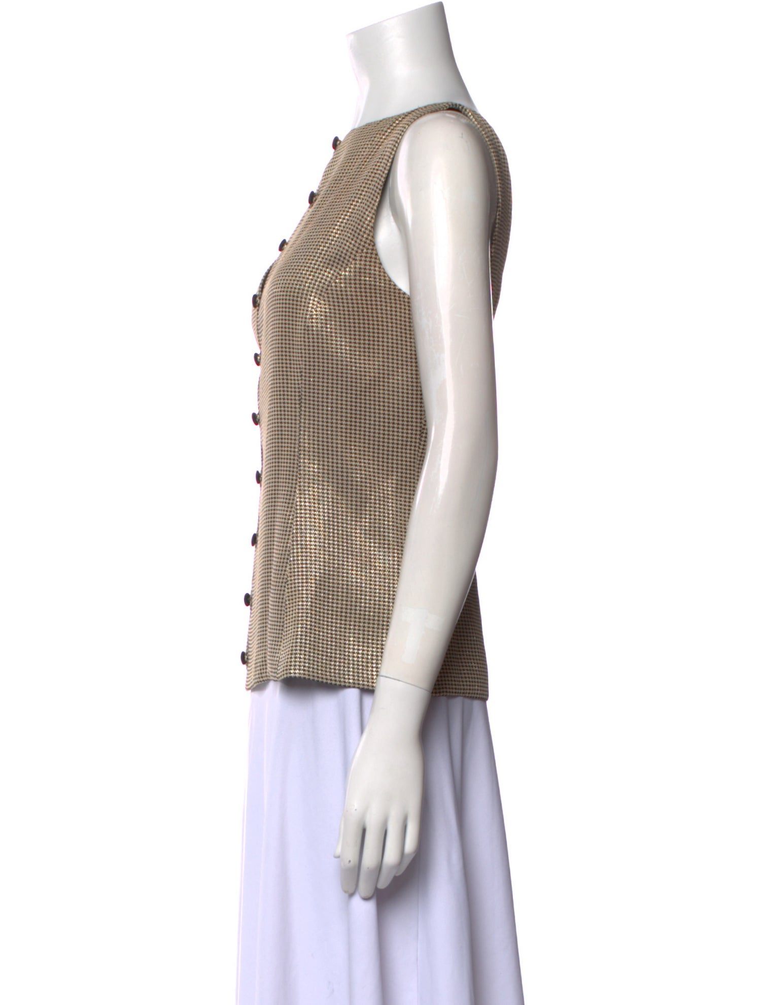 Giorgio Armani Plaid Print Bateau Neckline Top