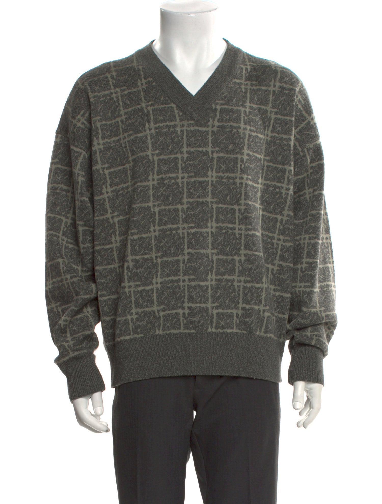 Giorgio Armani Wool Plaid Print Pullover