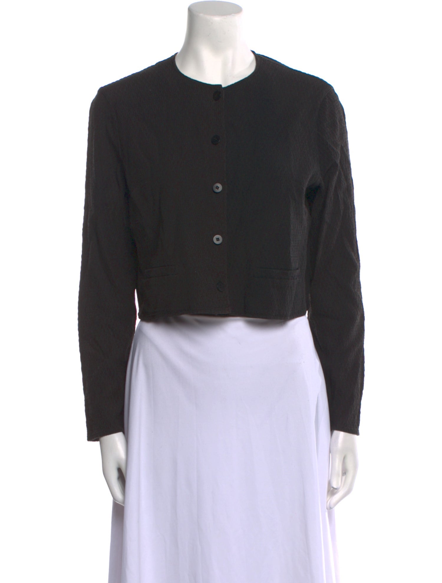 Giorgio Armani Crew Neck Long Sleeve Crop Top