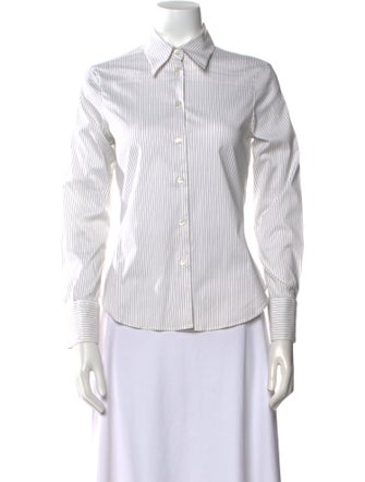 Giorgio Armani Striped Long Sleeve Button-Up Top