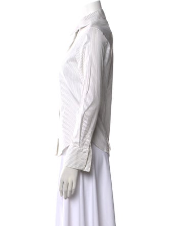 Giorgio Armani Striped Long Sleeve Button-Up Top