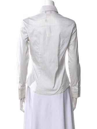 Giorgio Armani Striped Long Sleeve Button-Up Top