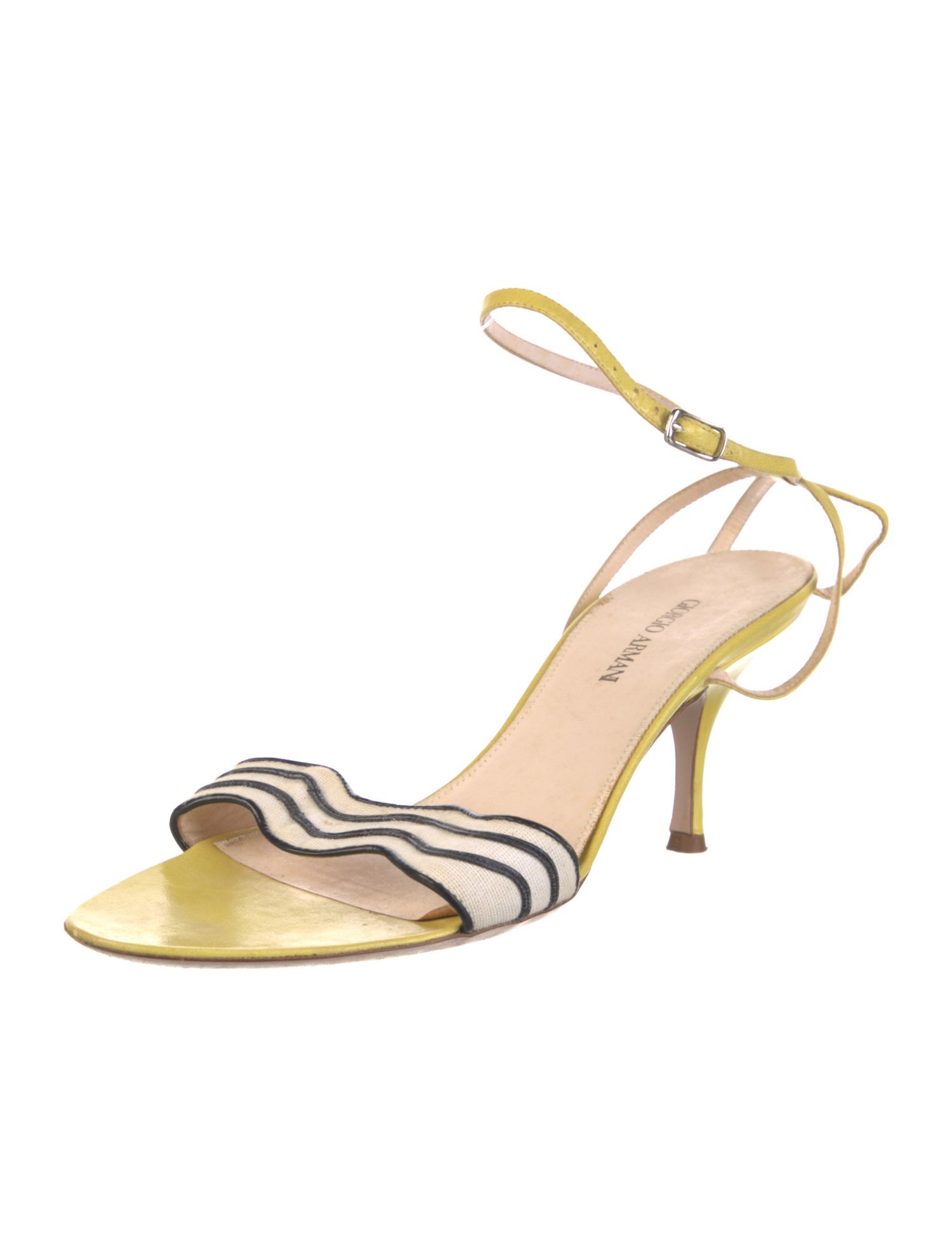 Giorgio Armani Leather Striped Sandals