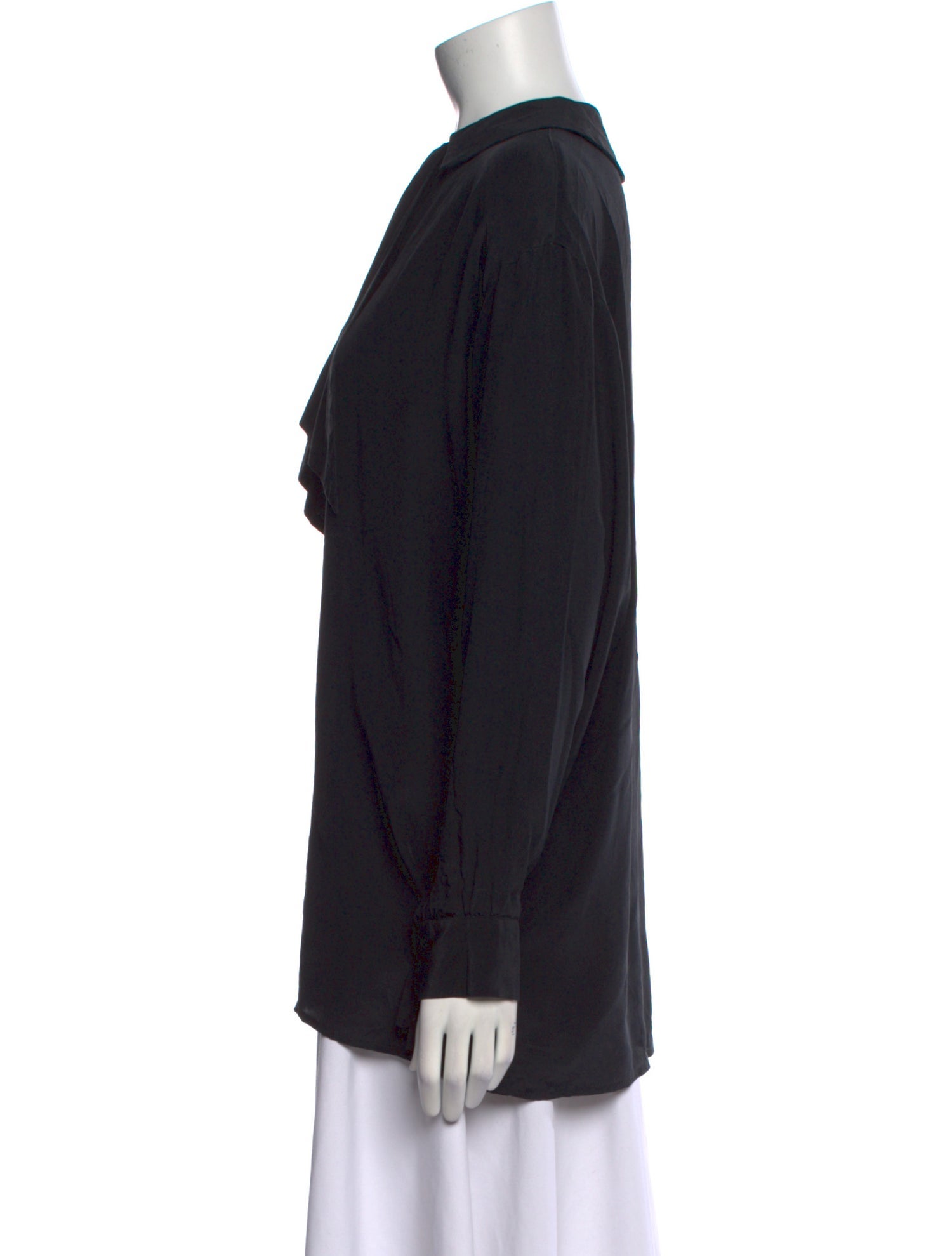 Giorgio Armani Mock Neck Long Sleeve Button-Up Top