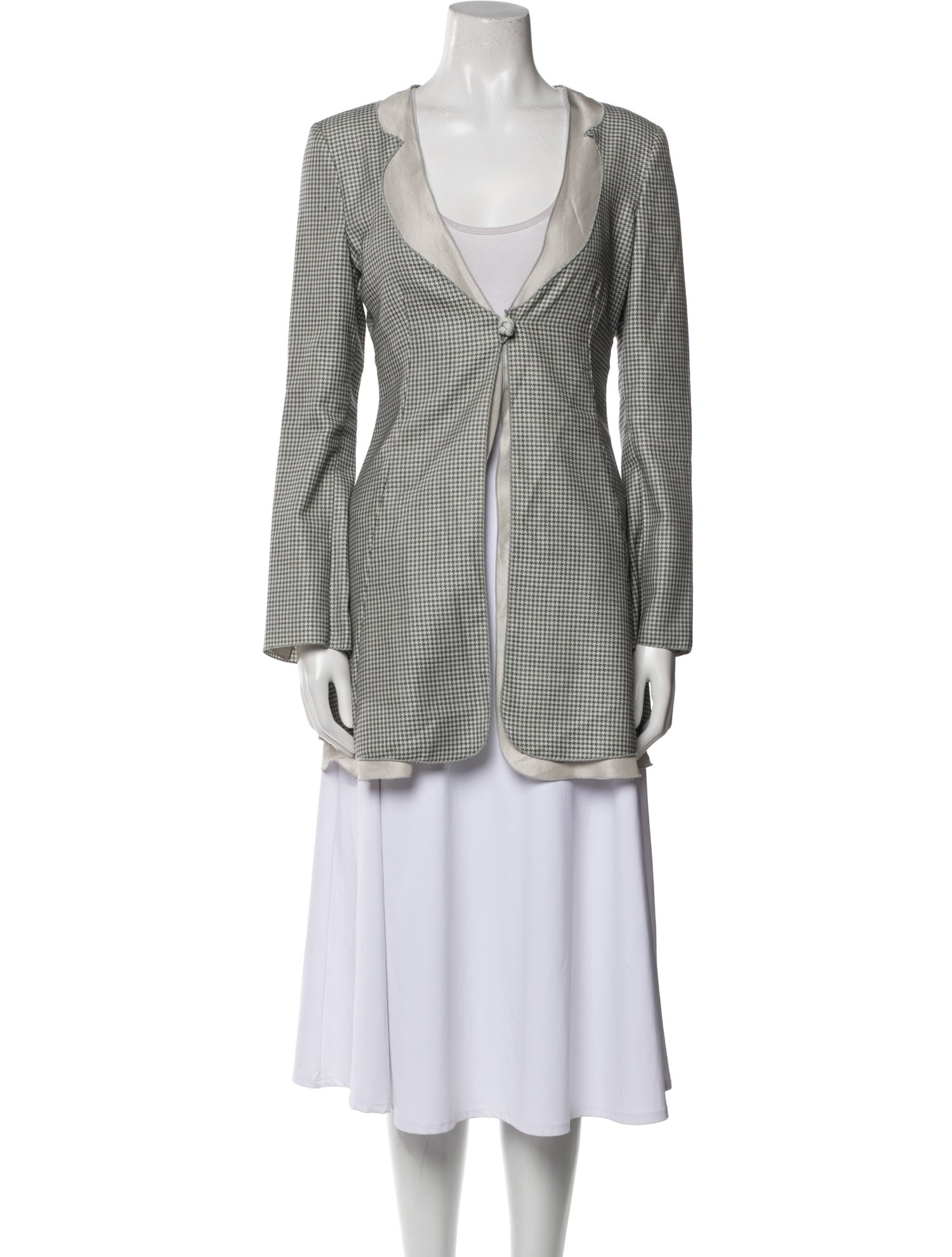 Giorgio Armani Silk Plaid Print Coat