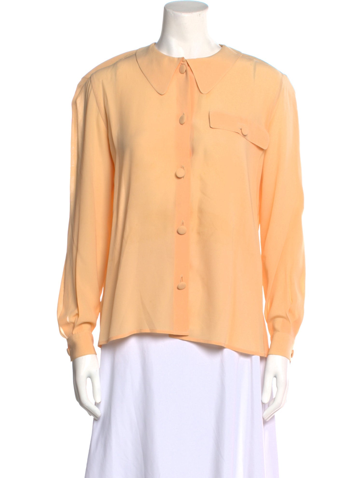 Giorgio Armani Silk Long Sleeve Button-Up Top