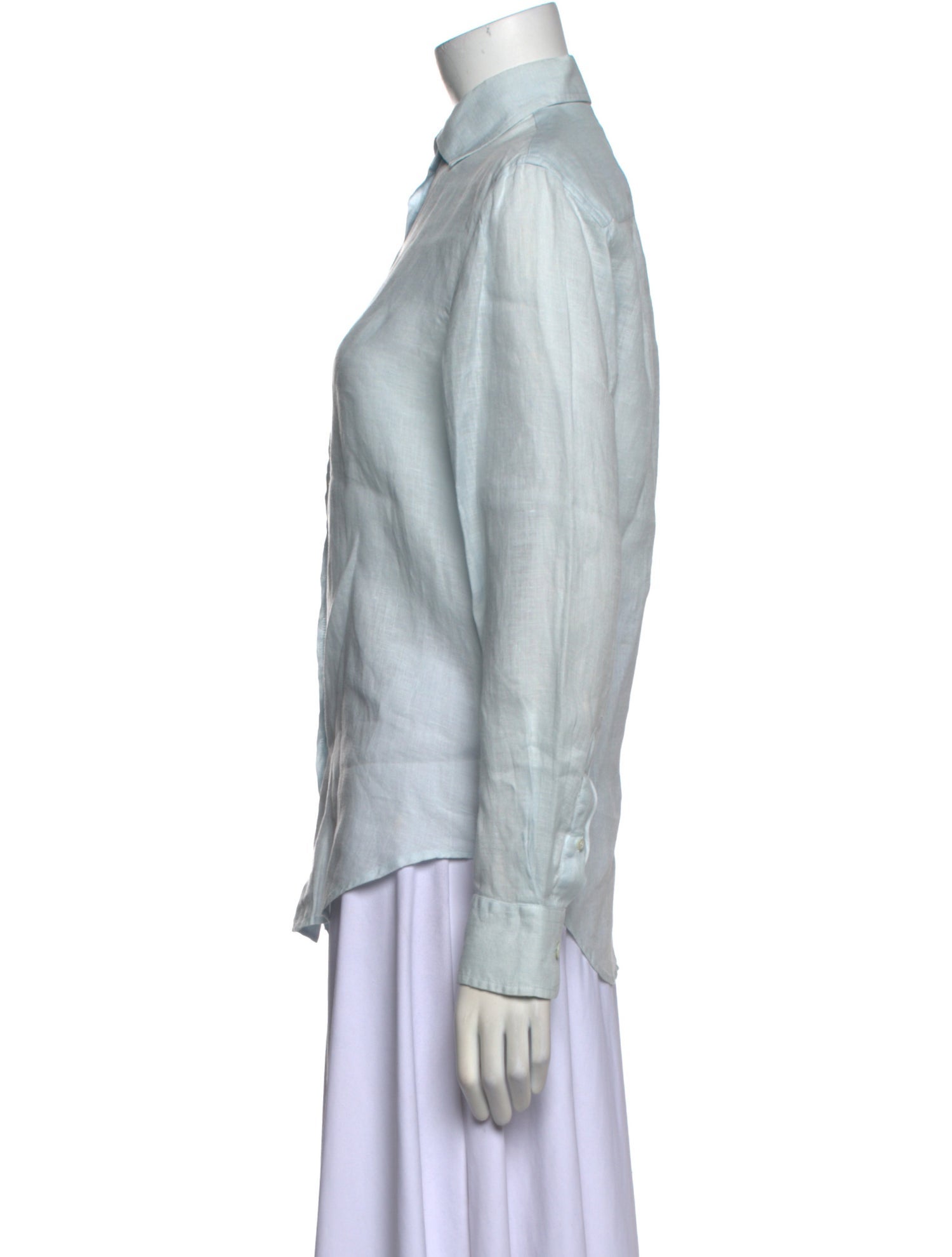 Giorgio Armani Linen Long Sleeve Button-Up Top