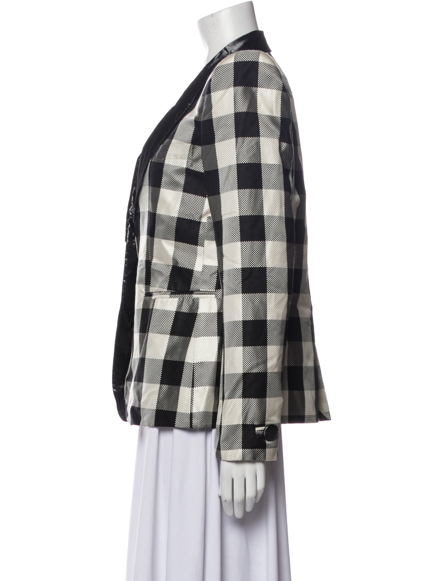 Giorgio Armani Silk Plaid Print Blazer