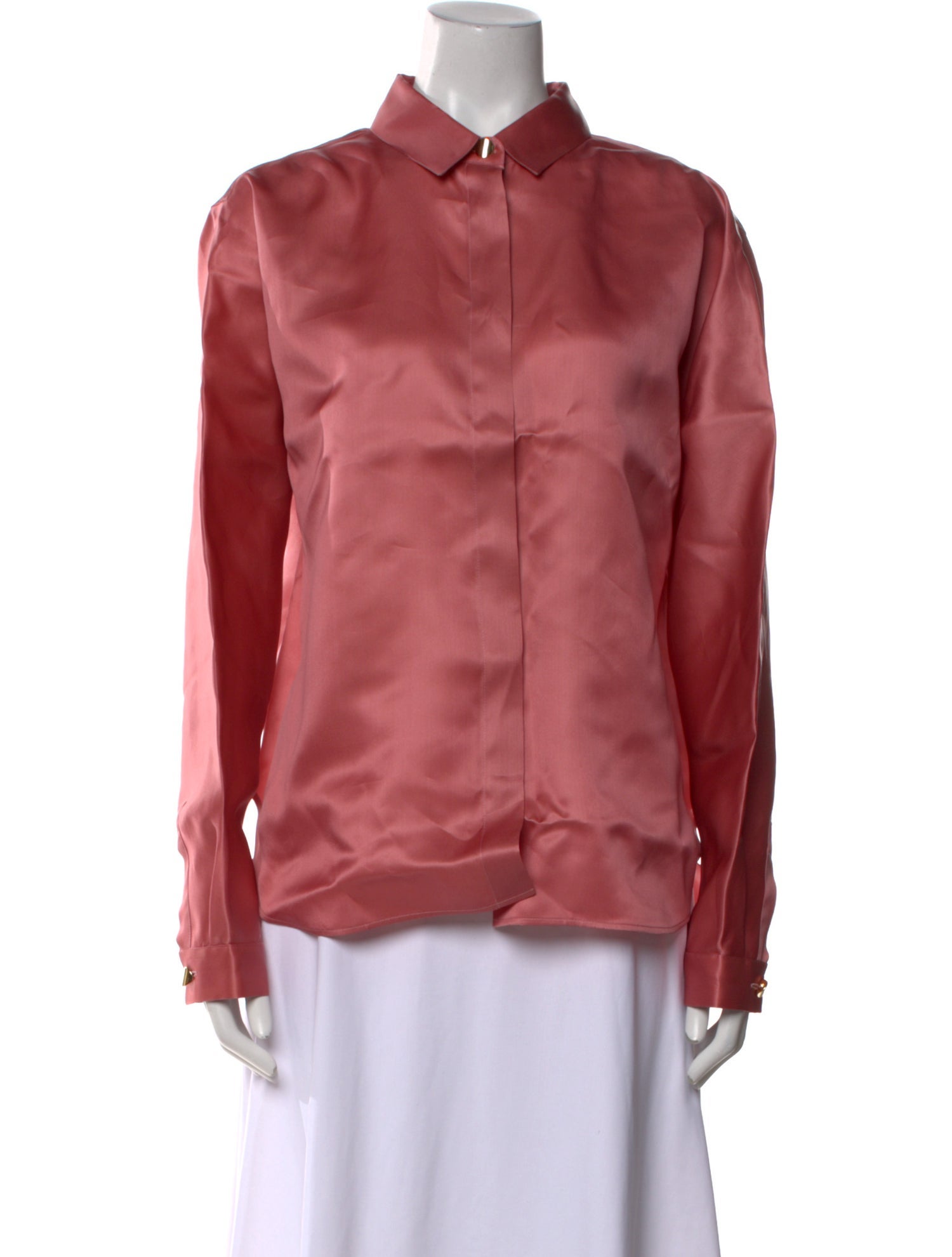 Giorgio Armani Silk Long Sleeve Button-Up Top w/ Tags