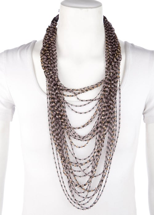 Giorgio Armani Crystal & Velvet Multistrand Collar Necklace