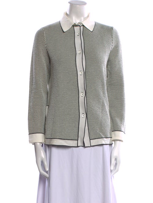 Giorgio Armani Striped Three-Quarter Sleeve Button-Up Top