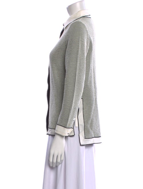 Giorgio Armani Striped Three-Quarter Sleeve Button-Up Top