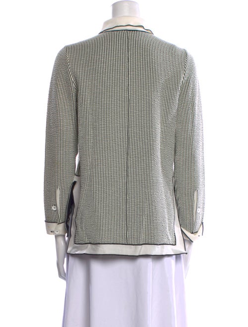 Giorgio Armani Striped Three-Quarter Sleeve Button-Up Top