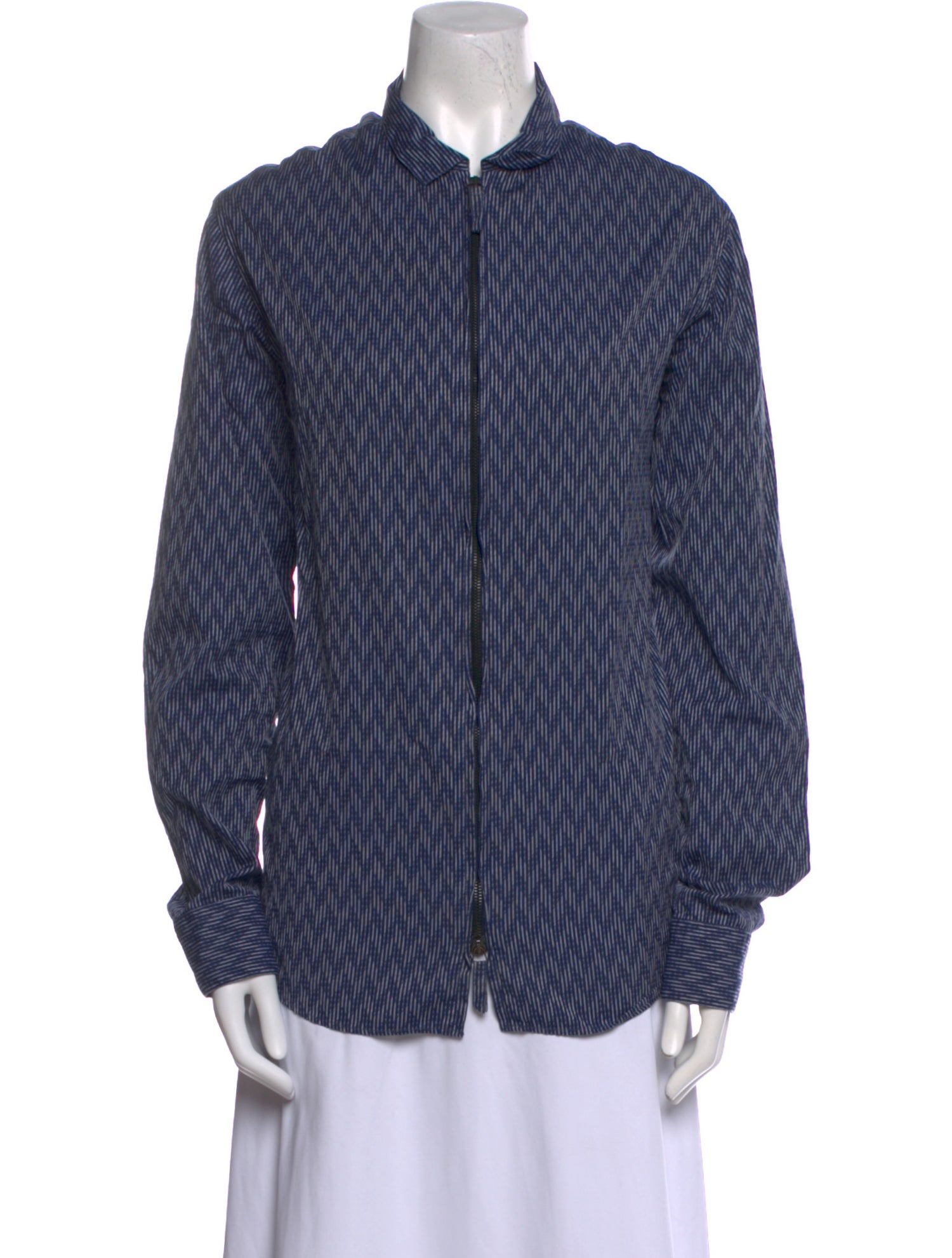 Giorgio Armani Striped Long Sleeve Button-Up Top