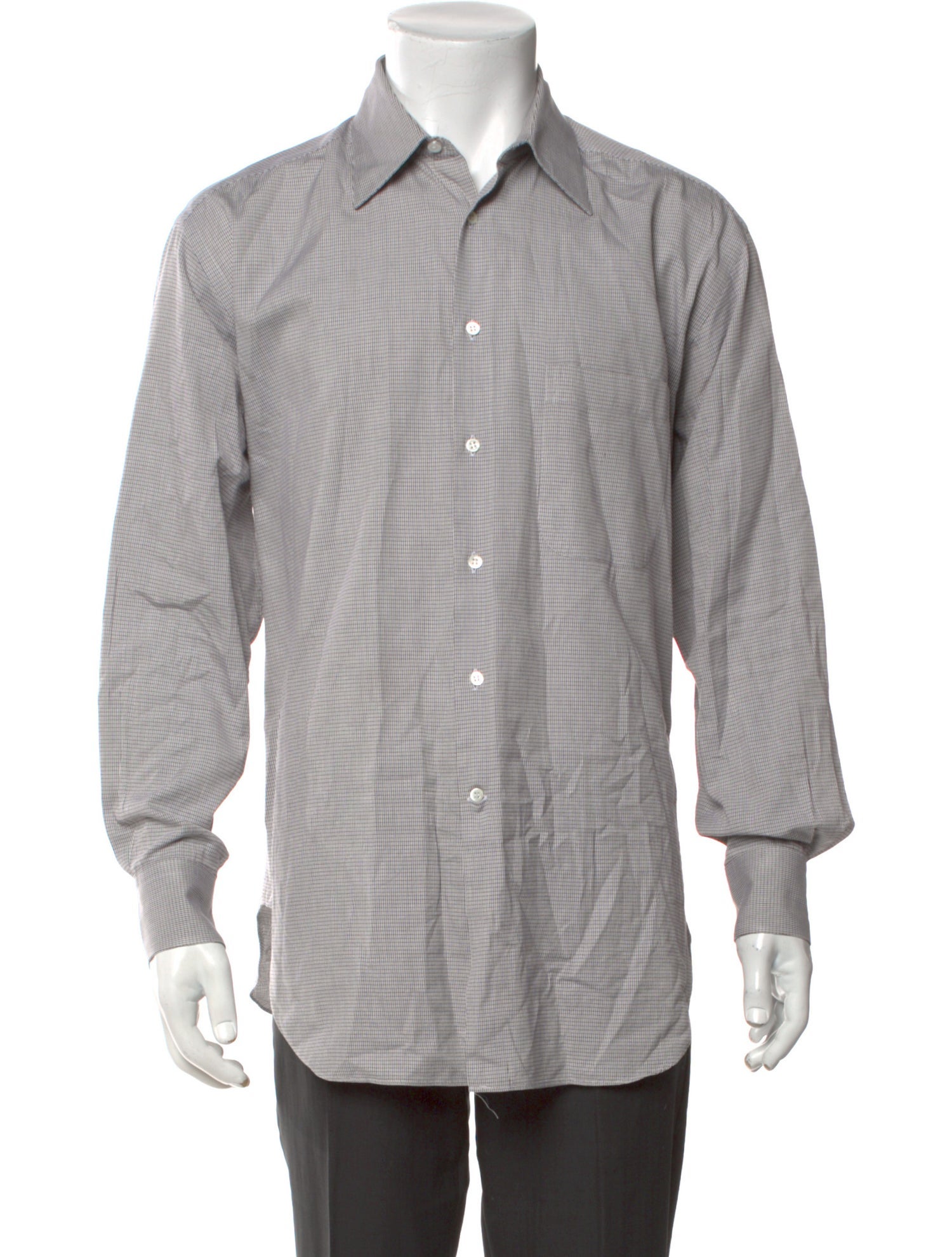Giorgio Armani Plaid Print Long Sleeve Dress Shirt