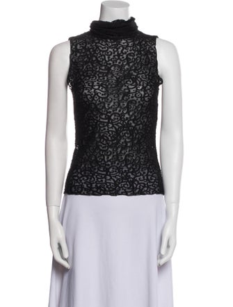 Giorgio Armani Lace Pattern Mock Neck Top