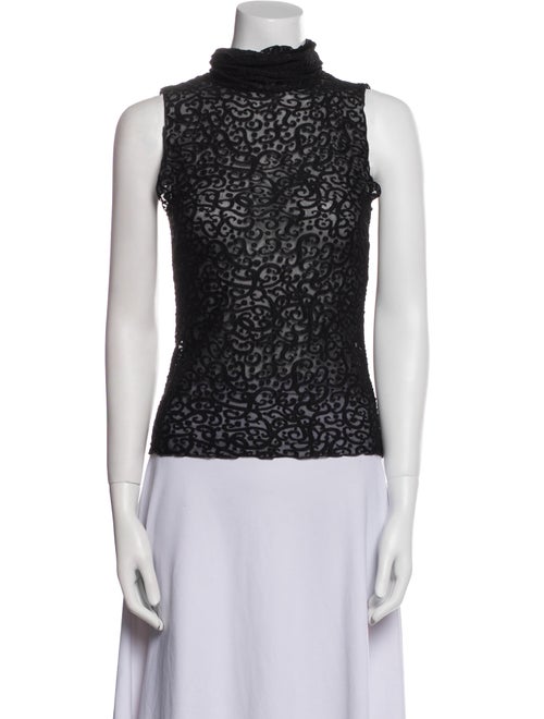 Giorgio Armani Lace Pattern Mock Neck Top