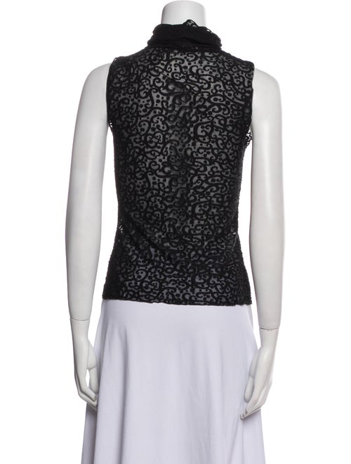 Giorgio Armani Lace Pattern Mock Neck Top
