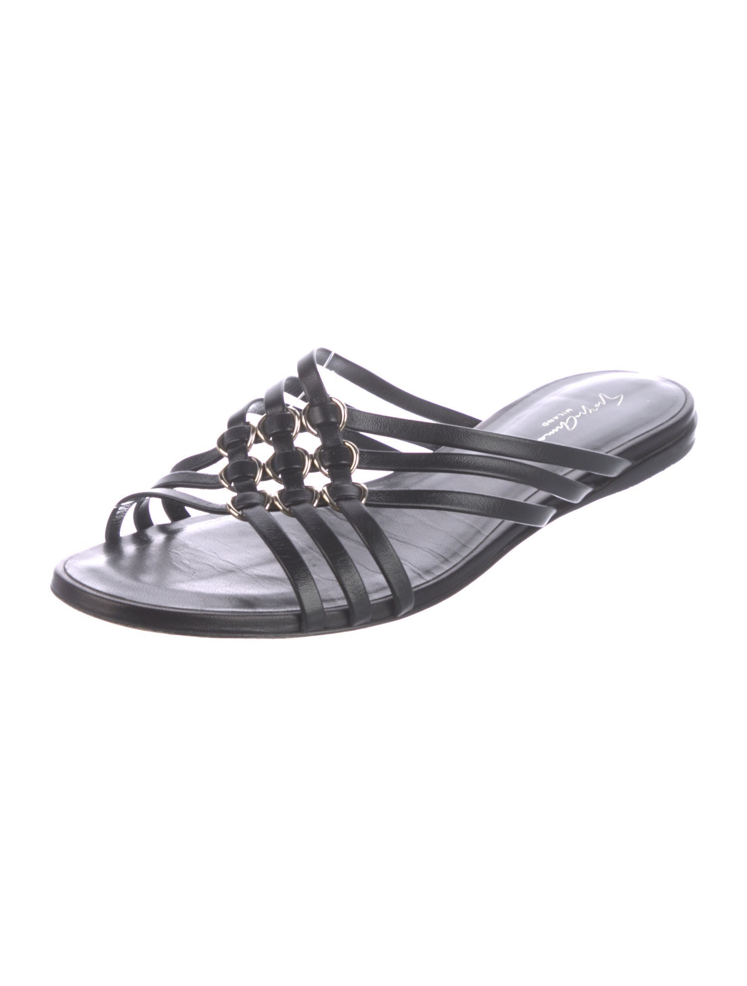 Giorgio Armani Leather Cutout Accent Slides