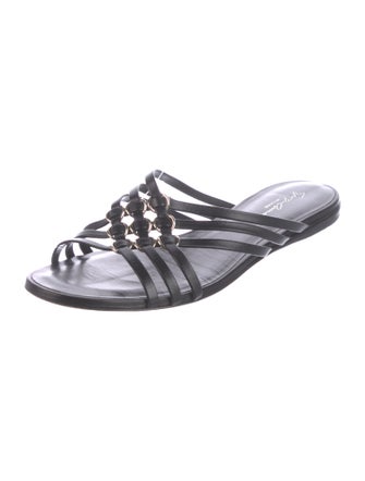 Giorgio Armani Leather Cutout Accent Slides