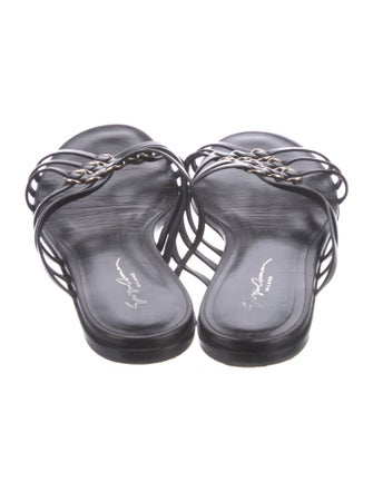 Giorgio Armani Leather Cutout Accent Slides