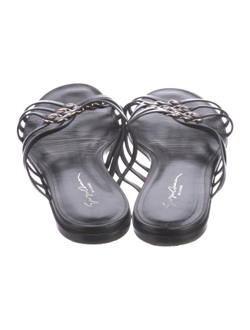 Giorgio Armani Leather Cutout Accent Slides