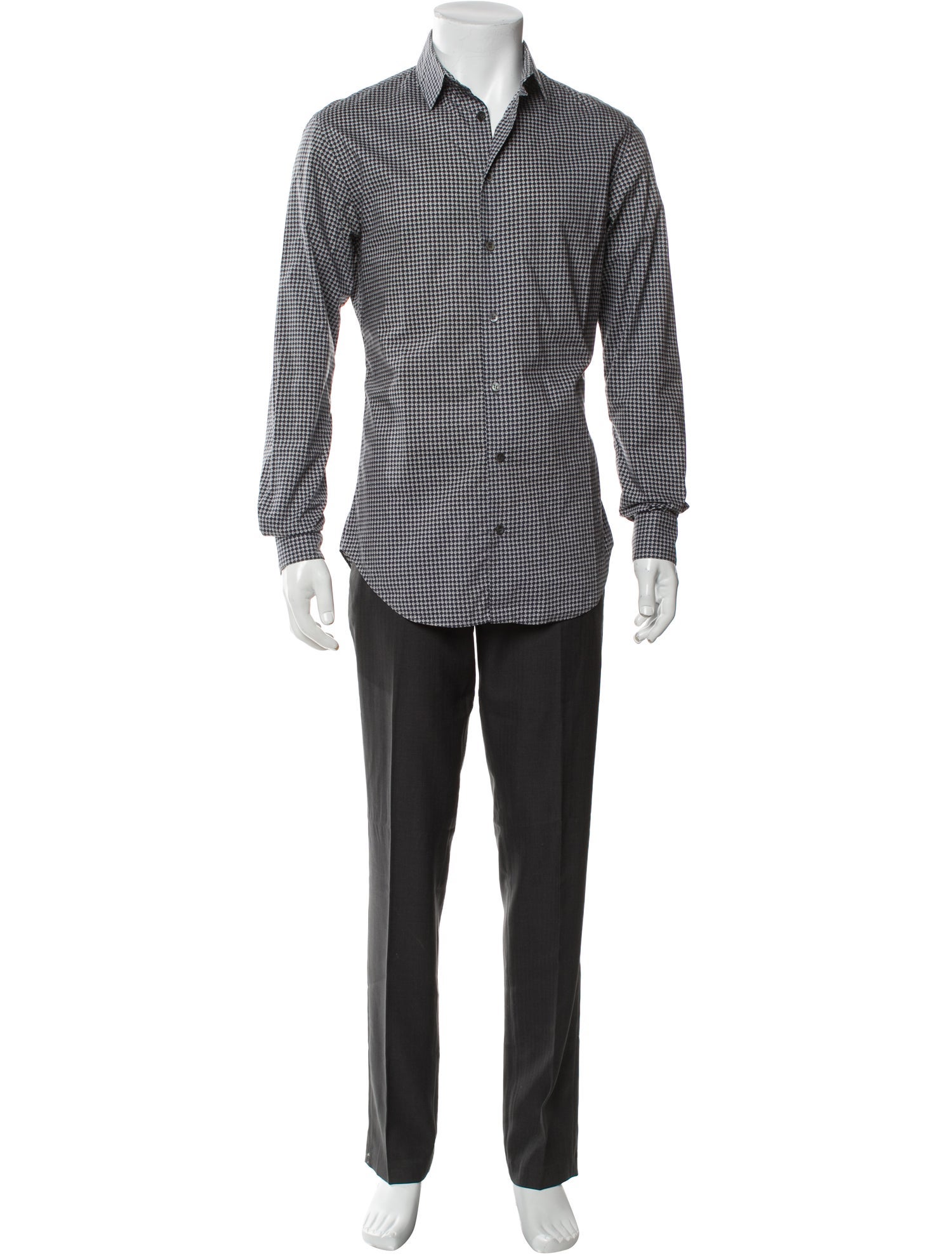 Giorgio Armani Plaid Print Long Sleeve Shirt