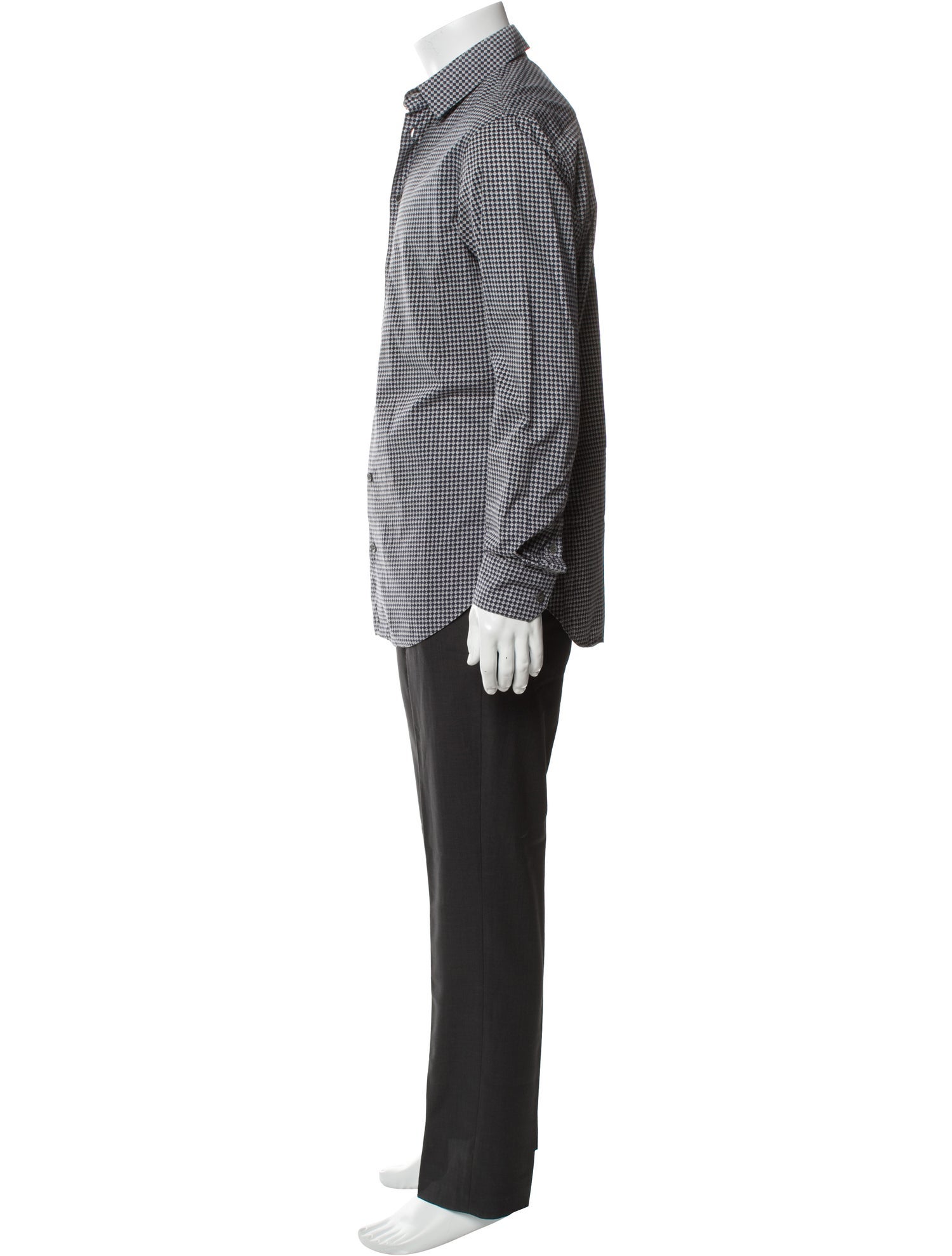 Giorgio Armani Plaid Print Long Sleeve Shirt