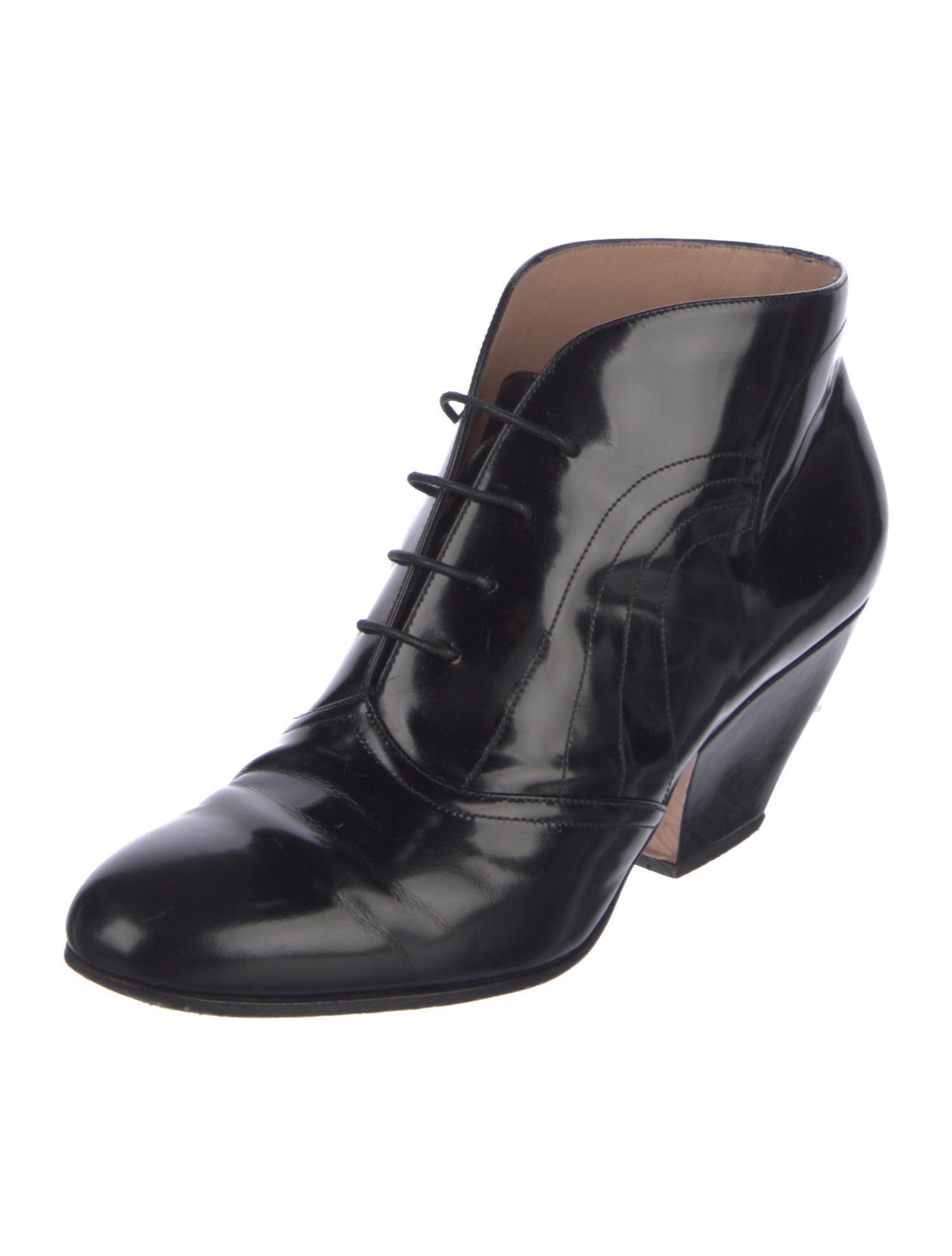 Giorgio Armani Patent Leather Lace-Up Boots