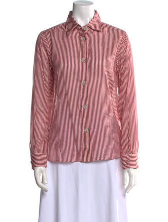 Giorgio Armani Striped Long Sleeve Button-Up Top
