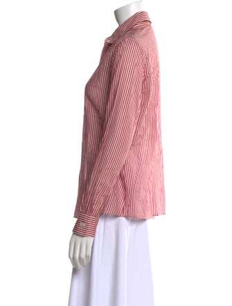Giorgio Armani Striped Long Sleeve Button-Up Top