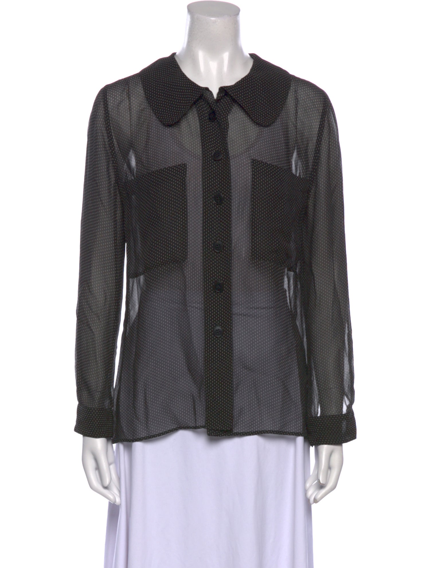 Giorgio Armani Silk Long Sleeve Button-Up Top