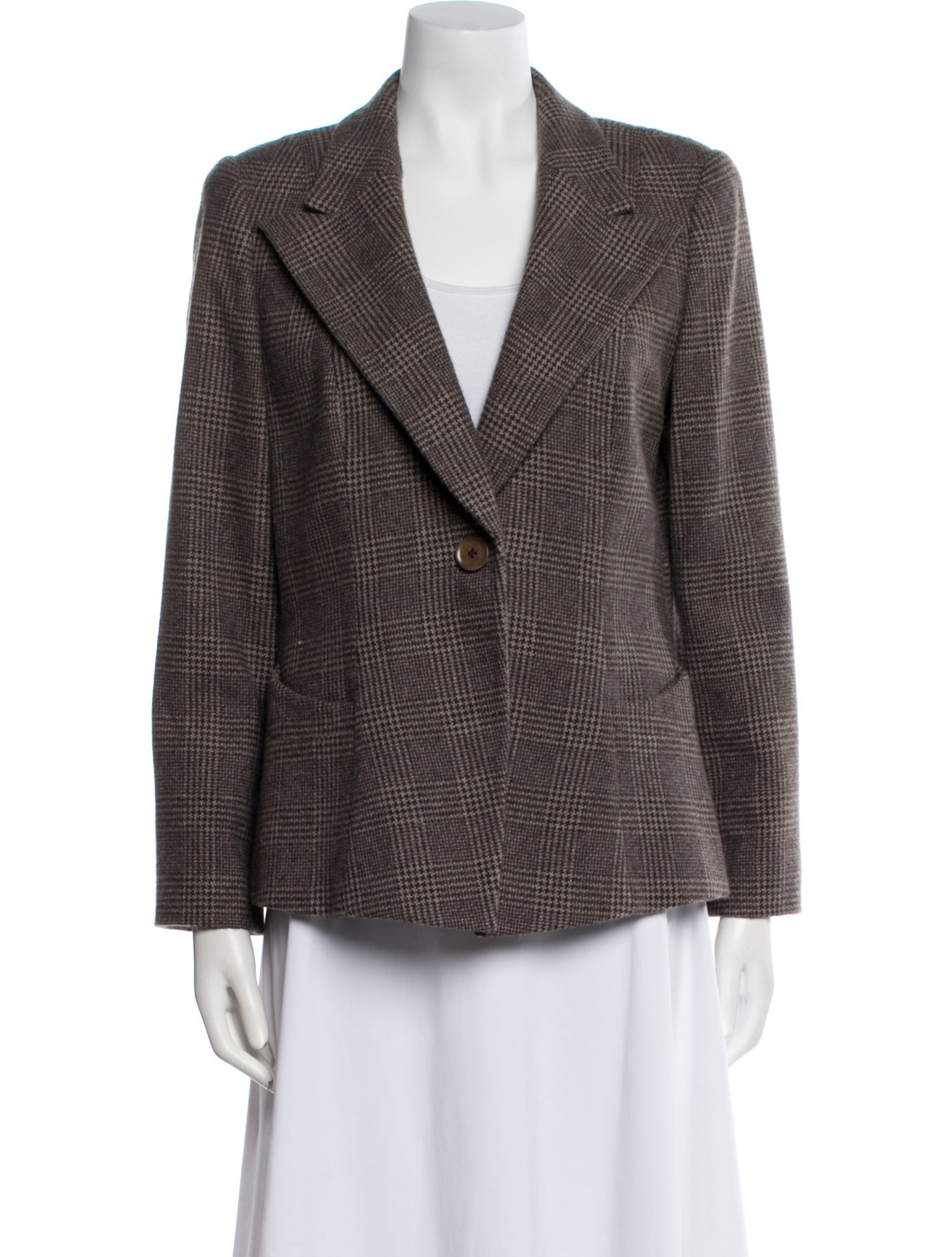 Giorgio Armani Cashmere Plaid Print Blazer