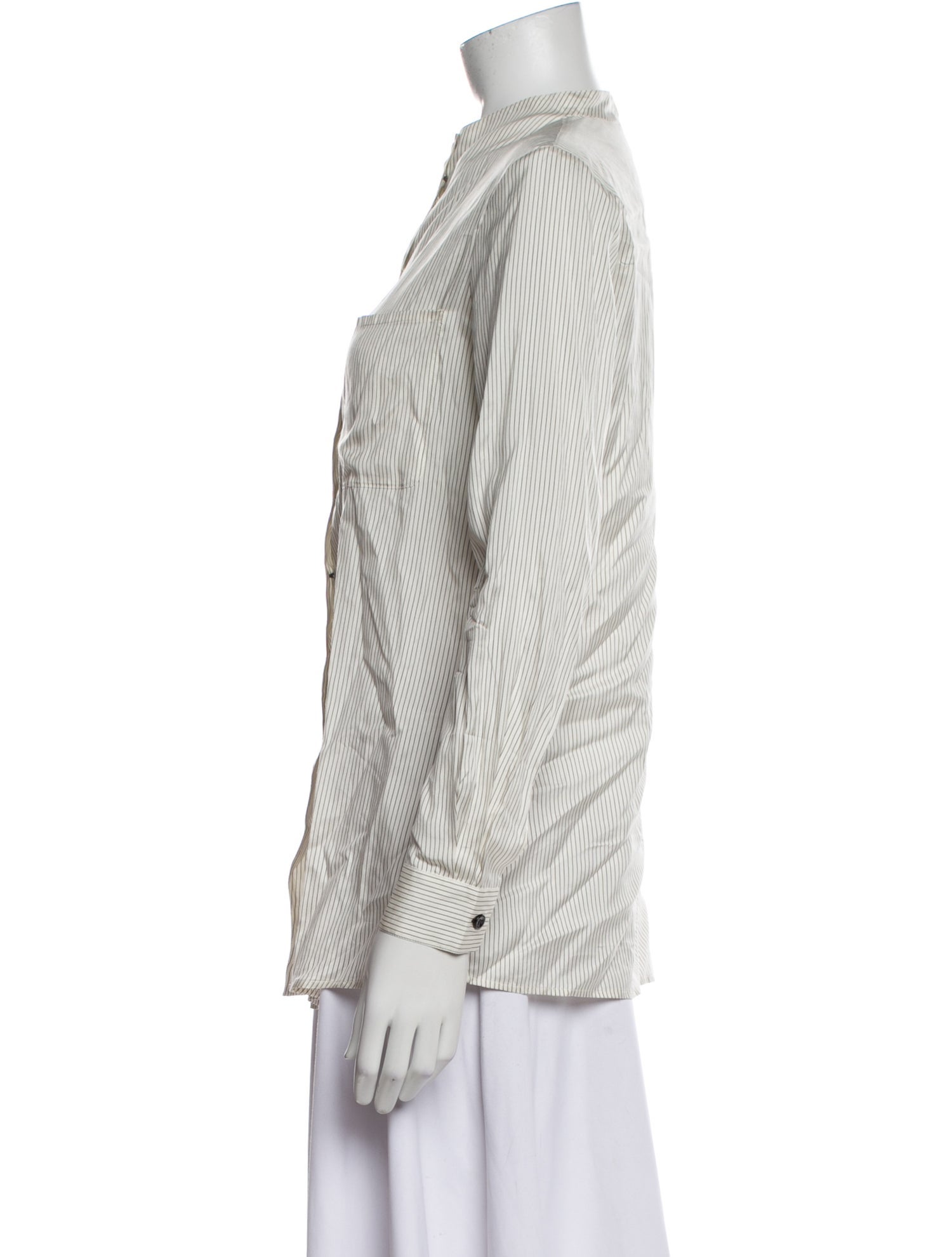 Giorgio Armani Silk Striped Button-Up Top