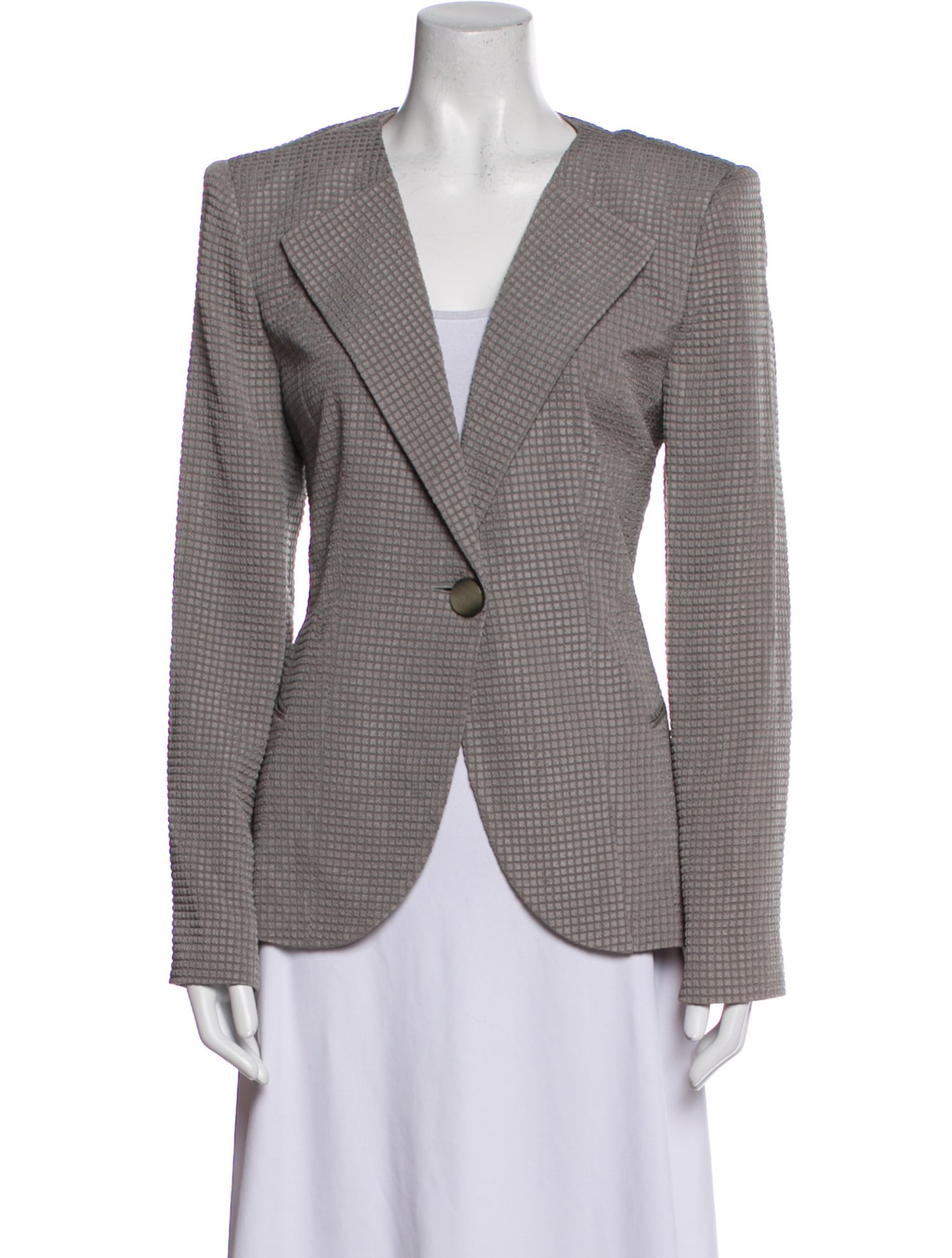 Giorgio Armani Silk Plaid Print Blazer