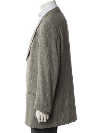 Giorgio Armani Virgin Wool Plaid Print Blazer