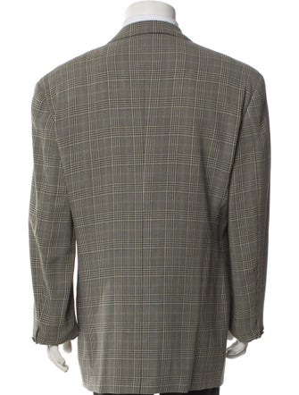 Giorgio Armani Virgin Wool Plaid Print Blazer