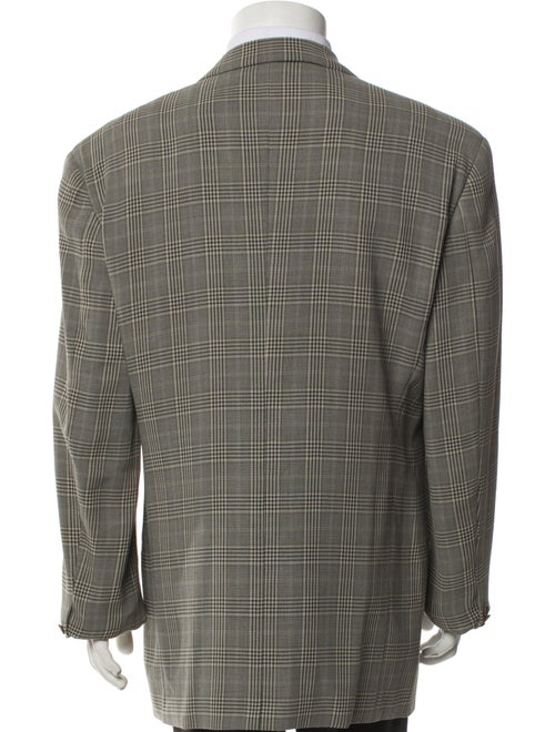 Giorgio Armani Virgin Wool Plaid Print Blazer