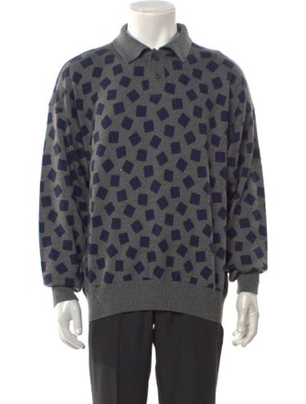 Giorgio Armani Wool Printed Polo Sweater